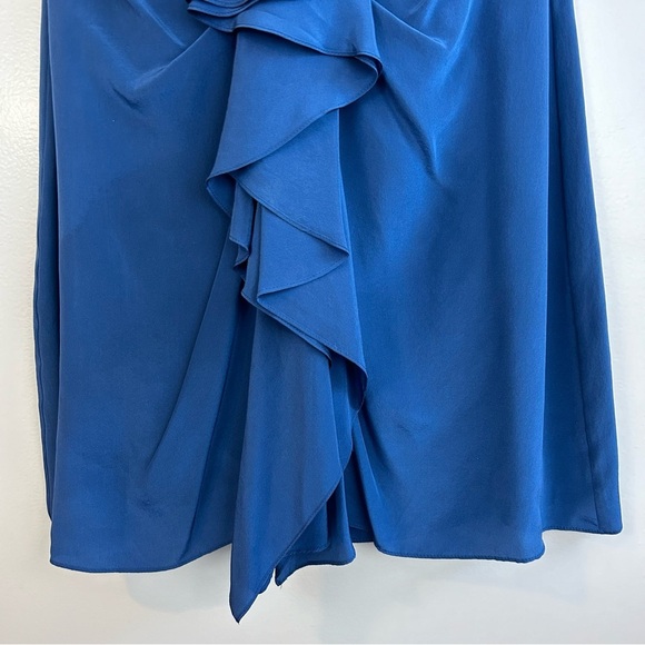 NNWT BCBGMaxAzria Ink Blue Strapless Silk Mini Dress with Ruffles/Bow Size 12 - Picture 8 of 11